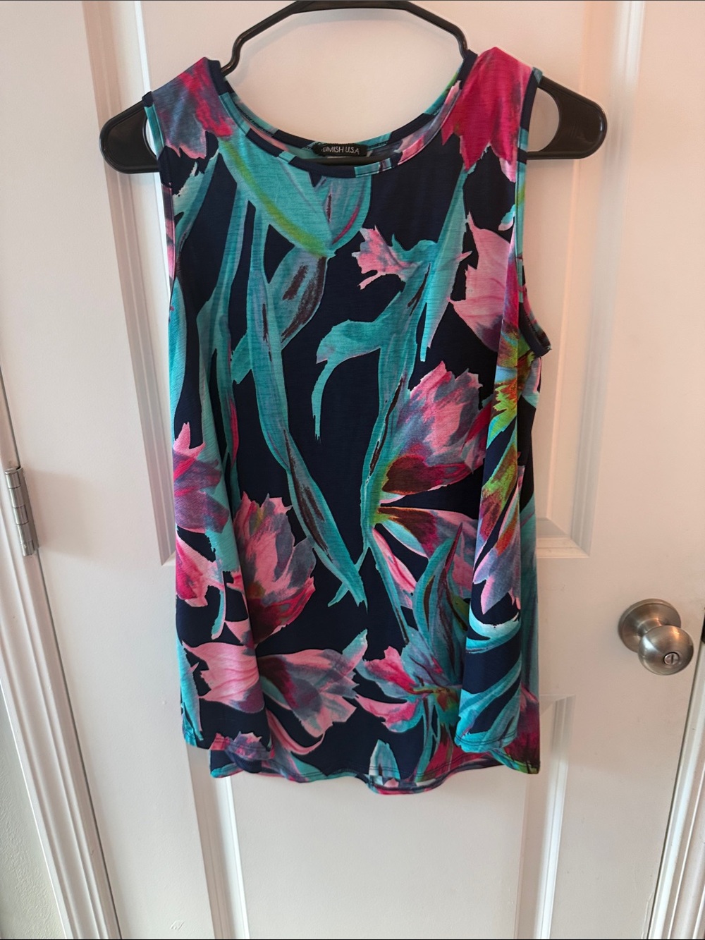 Floral Tank Top in Navy, Pink & Teal